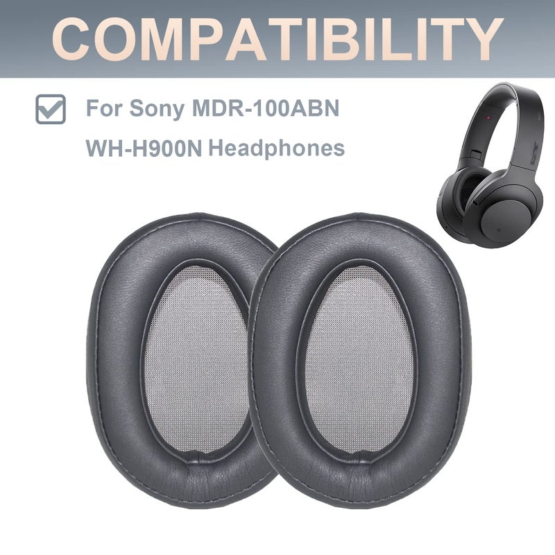 Adhiper WH-H900N Replacement Ear Pads Protein PU Leather Ear Cushion Compatible with Sony WH-H900N and MDR-100ABN Headphones (Dark Grey) - Image 4